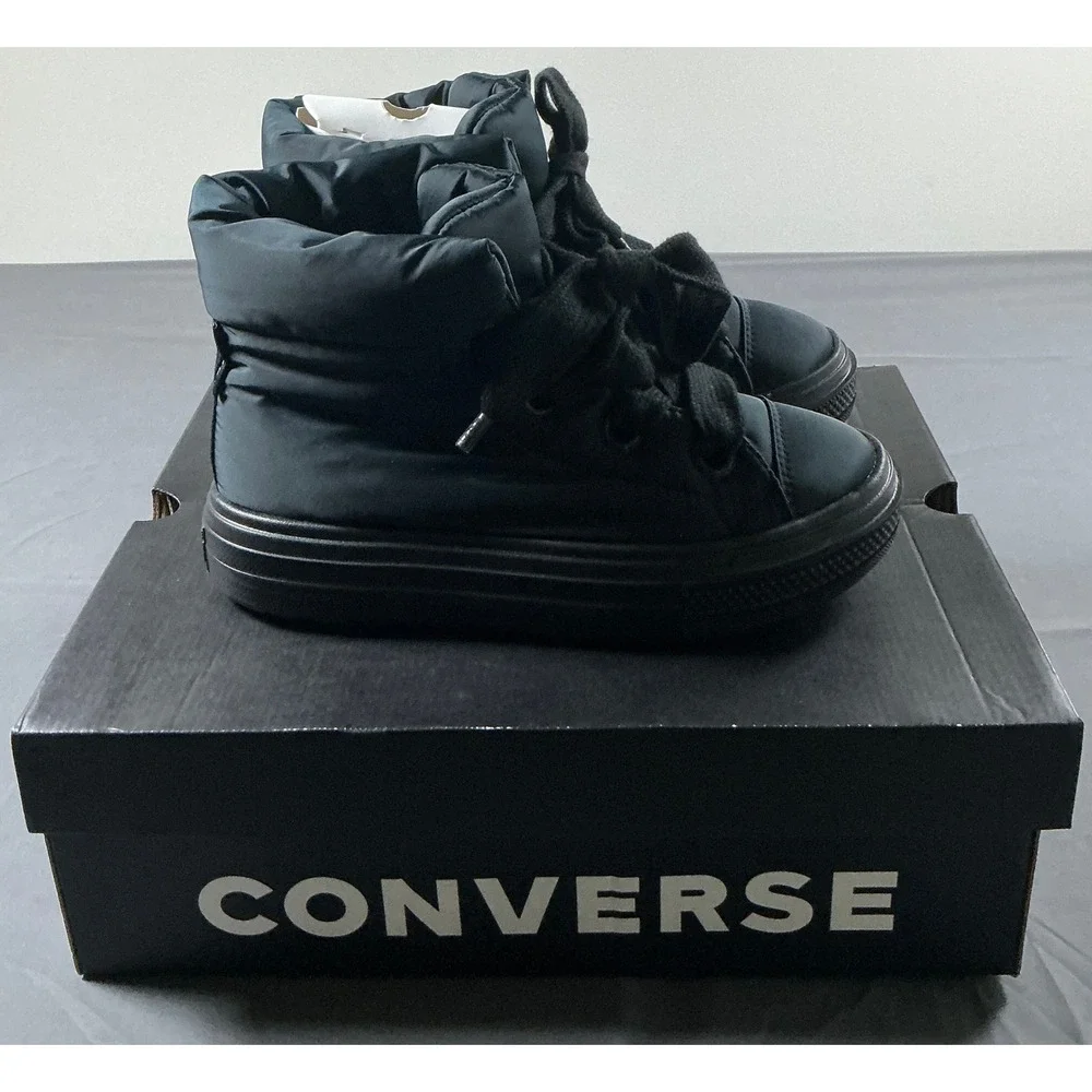 Converse CTAS Elements Boot 7.5 Hi Black Water Repellent Puffer Faux Fur A12941C